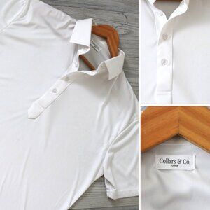 Collars & Co Men's Large White Dress Collar Polo Shirt Soft Preppy Office